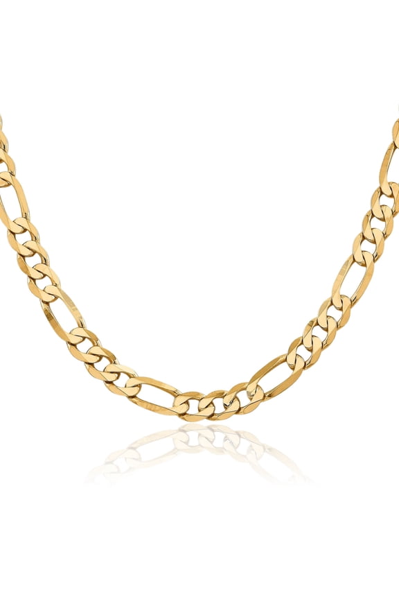 14K Solid Yellow Gold 8.75mm Figaro Link Chain Necklace