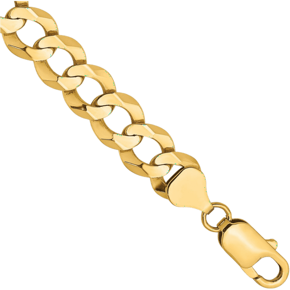 14K Solid Yellow Gold 9.4mm Cuban Curb Link Chain Bracelet