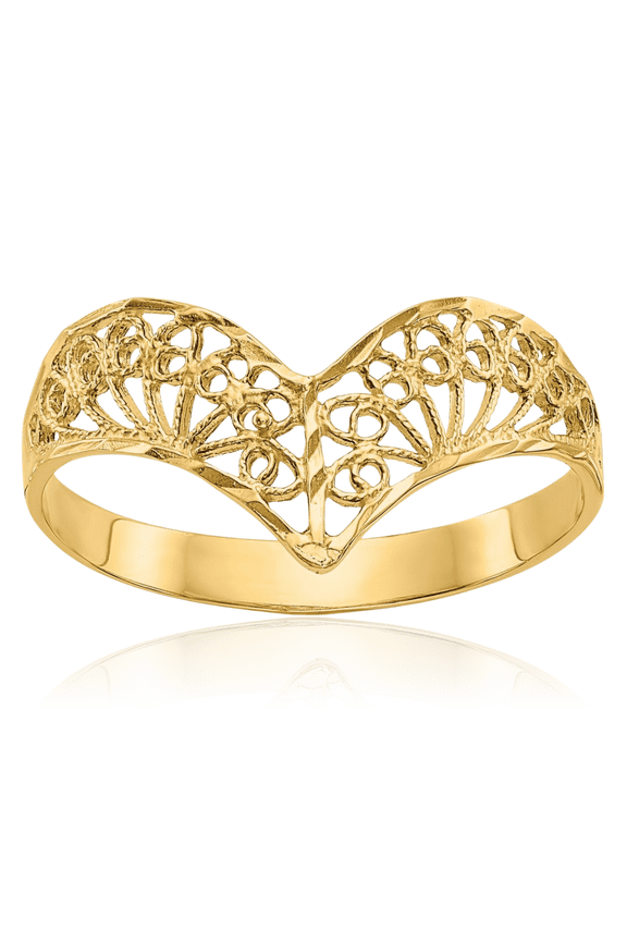 14K Solid Yellow Gold Antique Filigree Statement Ring