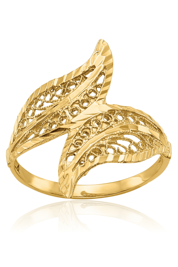 14K Solid Yellow Gold Antique Filigree Statement Ring