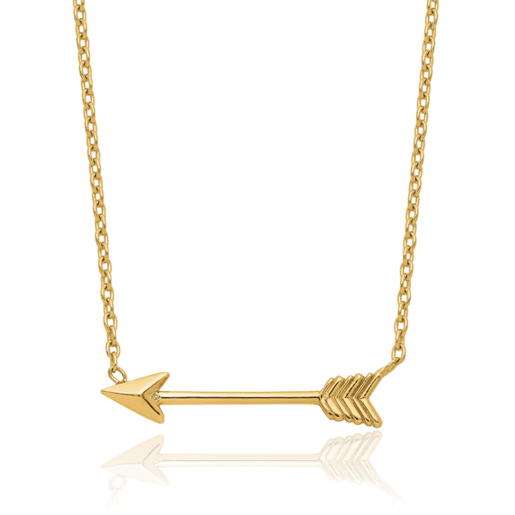 14K Solid Yellow Gold Arrow Chain Bar Necklace