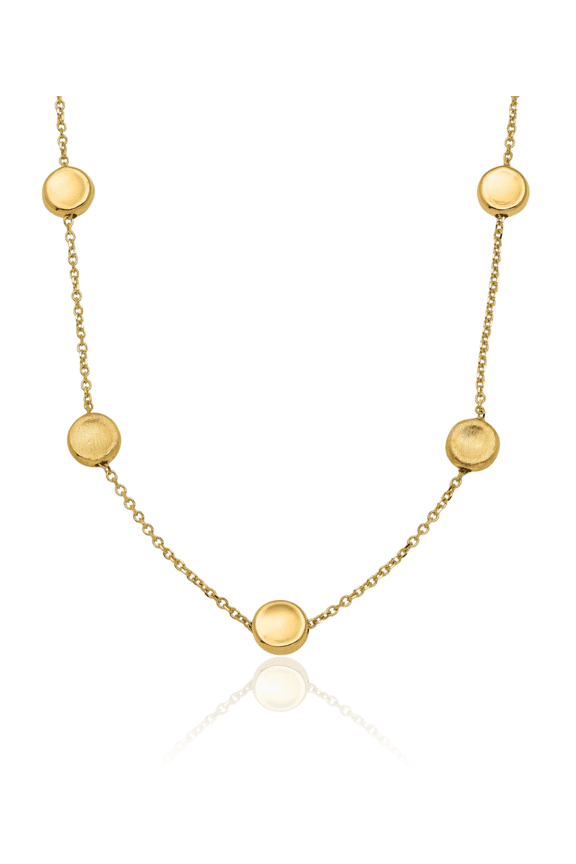 14K Solid Yellow Gold Bead Ball Chain Necklace