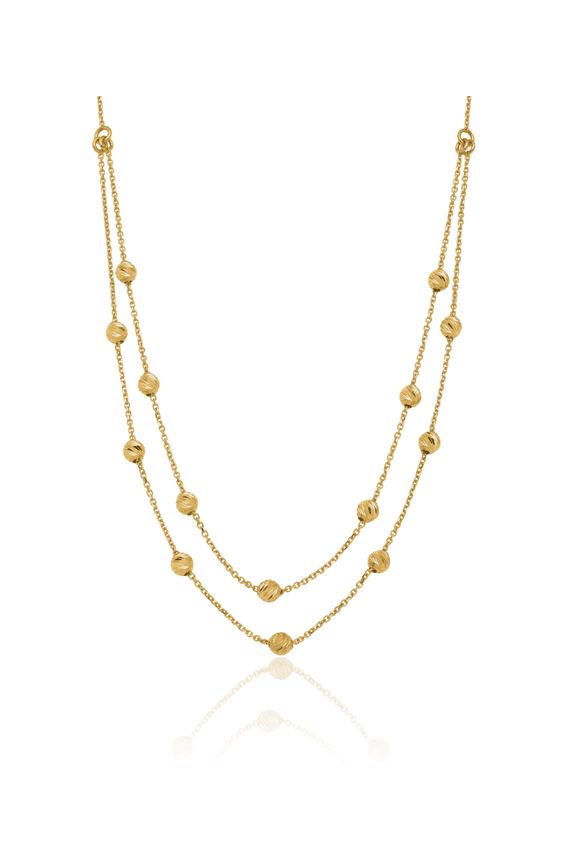 14K Solid Yellow Gold Bead Ball Chain Necklace