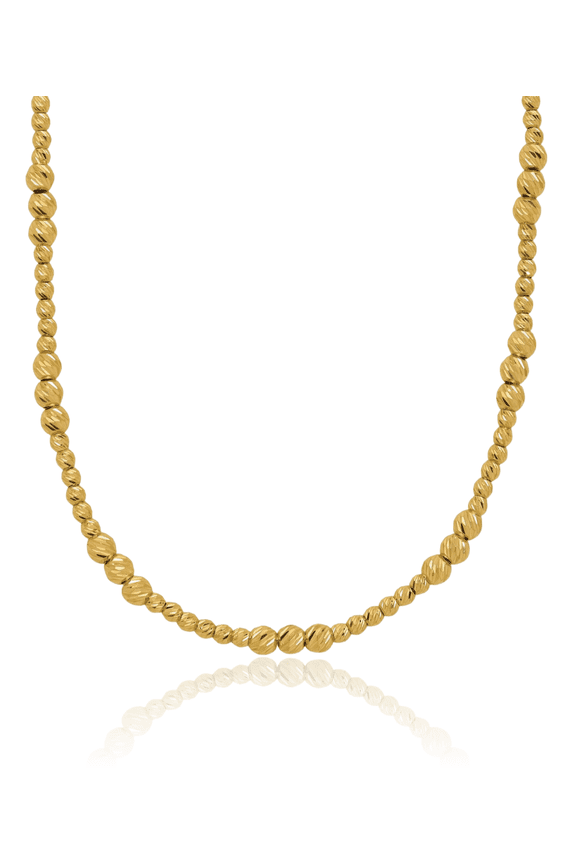 14K Solid Yellow Gold Beaded Ball Necklace Chain