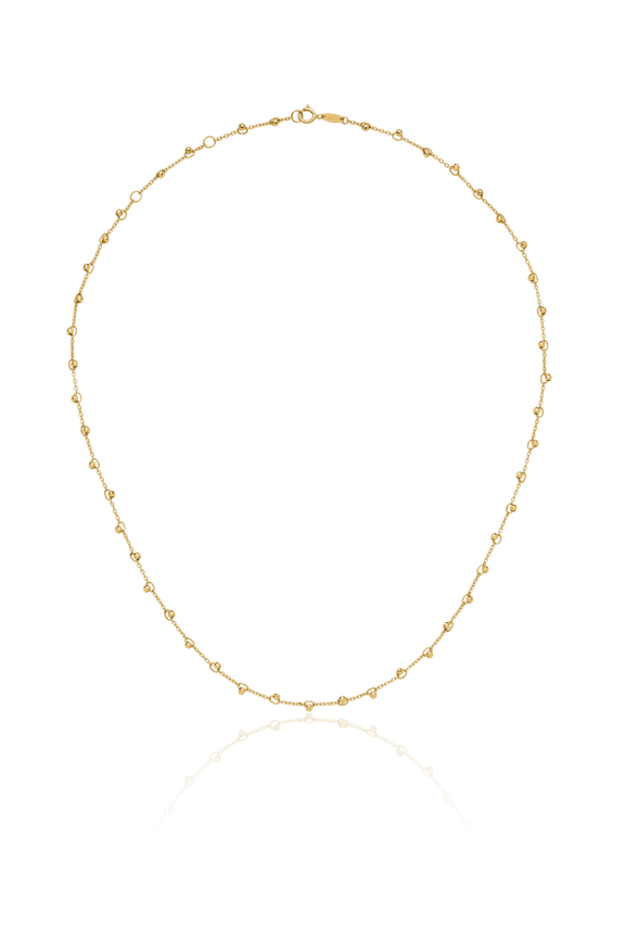 14K Solid Yellow Gold Beaded Ball Necklace Chain
