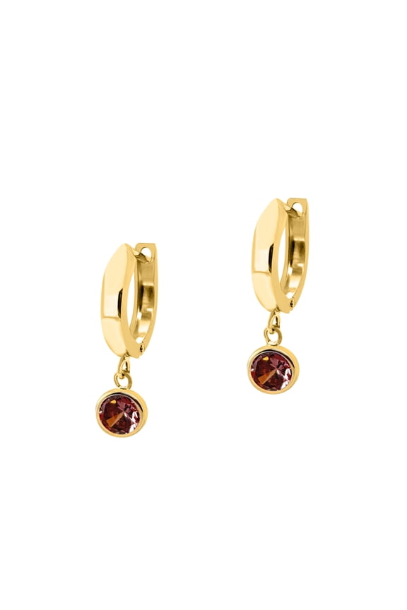 14K Solid Yellow Gold Bezel Set Gemstone Dangle Earrings In Women Jewelry Wedding Engagement