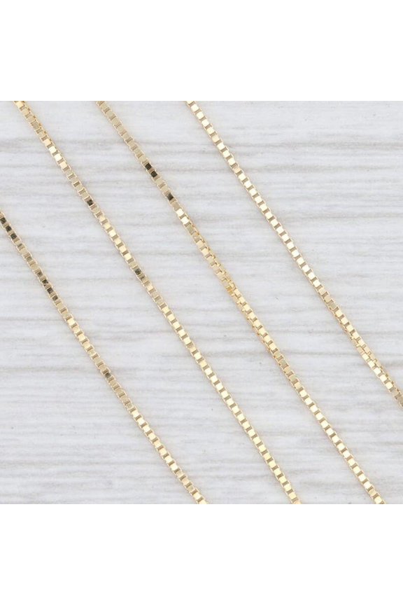14K Solid Yellow Gold Box Necklace Real Gold Chain Lobster Lock