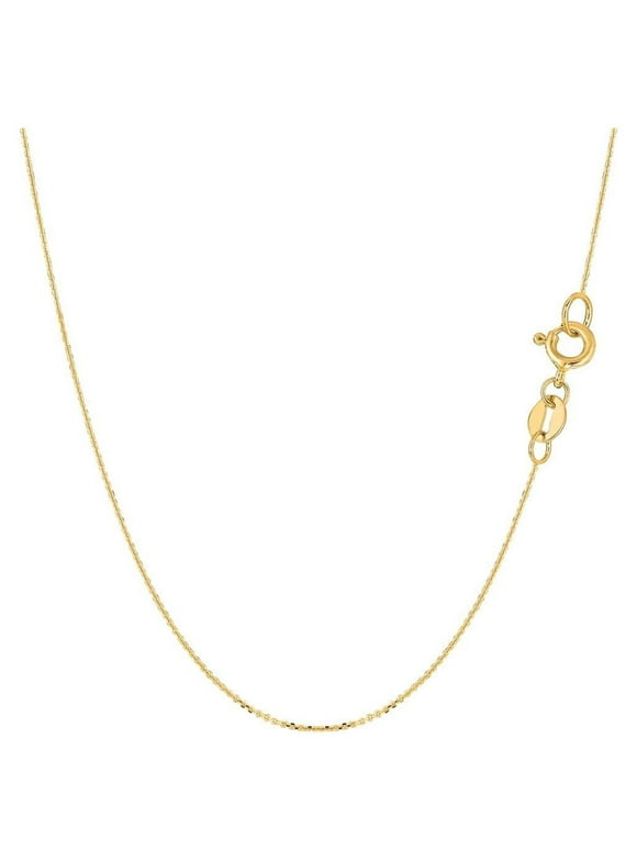 14K Solid Yellow Gold Cable Link Chain / Necklace, 0.7mm Thin Dainty High Polished Pendant / Charm Chain, All Sizes 16'' 18'' 20'' Inches,