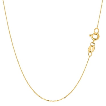 14K Solid Yellow Gold Cable Link Chain/Necklace, 0.7mm Thin Dainty High Polished Pendant/Charm Chain, Sizes 16'' 18'' 20''