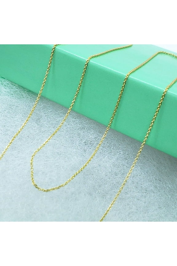 14K Solid Yellow Gold Cable Link Chain