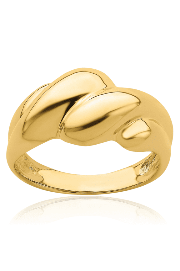 14K Solid Yellow Gold Chunky Dome Statement Ring