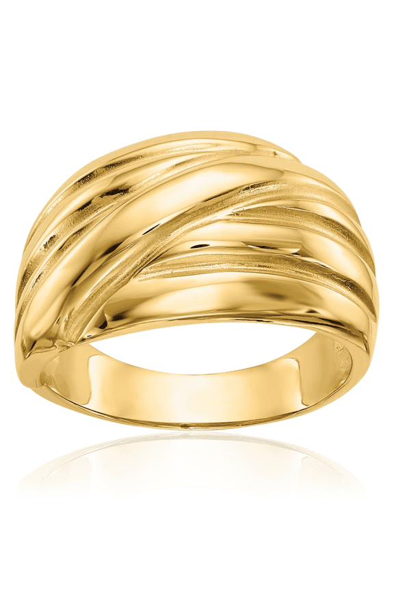 14K Solid Yellow Gold Chunky Dome Statement Ring