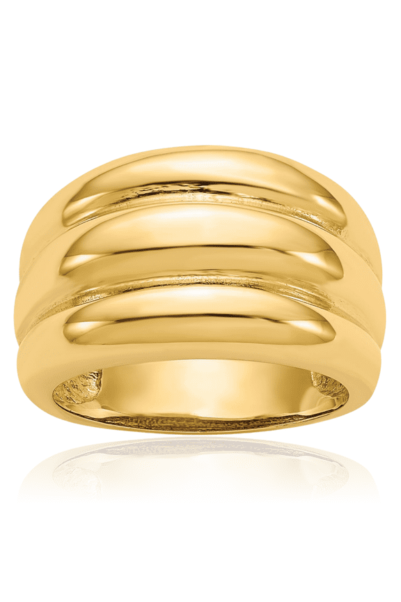 14K Solid Yellow Gold Chunky Dome Statement Ring