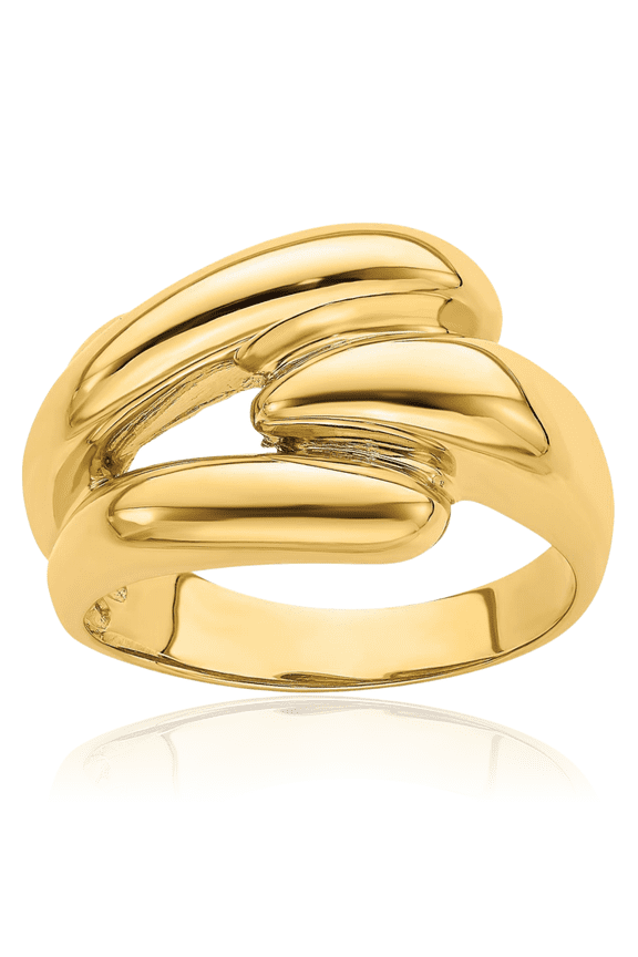 14K Solid Yellow Gold Chunky Dome Statement Ring