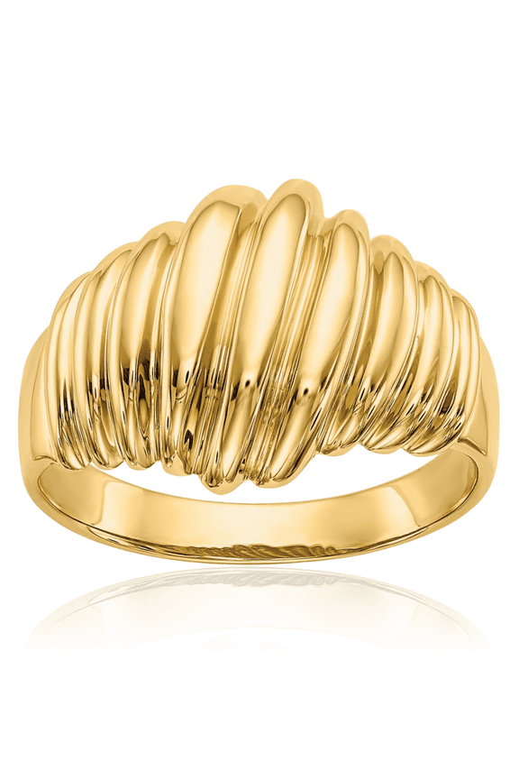 14K Solid Yellow Gold Chunky Dome Statement Ring