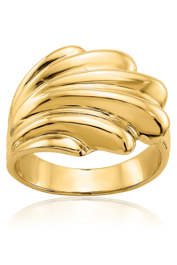 14K Solid Yellow Gold Chunky Dome Statement Ring