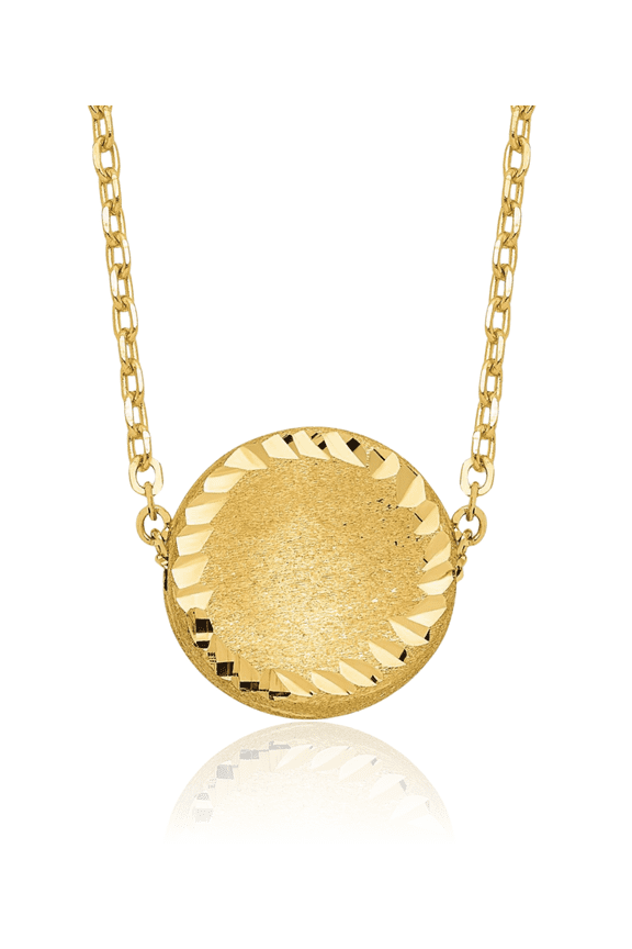 14K Solid Yellow Gold Circle Round Chain Necklace