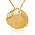 thumbnail image 1 of 14K Solid Yellow Gold Clam Shell Slide Necklace Chain Pendant Charm with chain 20inch, 1 of 8