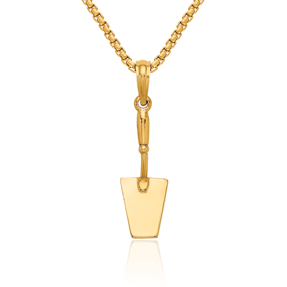 14K Solid Yellow Gold Concrete Tool Spatula Necklace Chain Pendant Charm