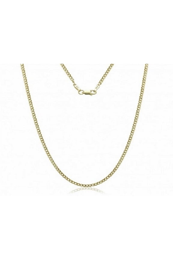 14K Solid Yellow Gold Cuban Chain Necklace 2.4MM 16" 18" 20" 22" 24" 26" 28" 30- 24''