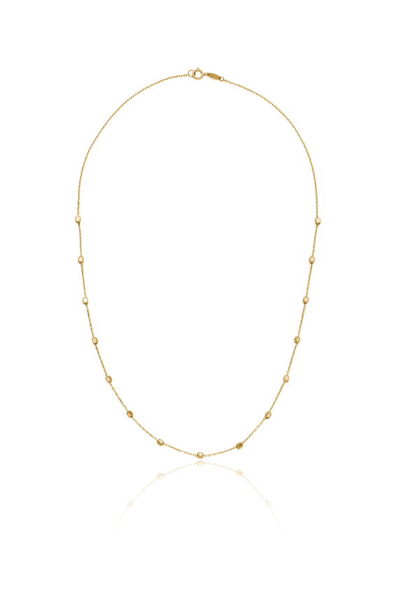 14K Solid Yellow Gold Cube Stations Chain Necklace