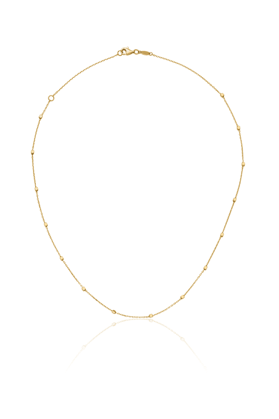 14K Solid Yellow Gold Cube Stations Chain Necklace