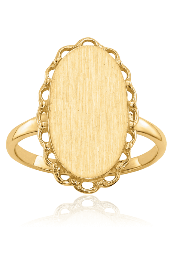 14K Solid Yellow Gold Custom Engraved Signet Ring Handmade Personalized Monogram Initial Letter Band