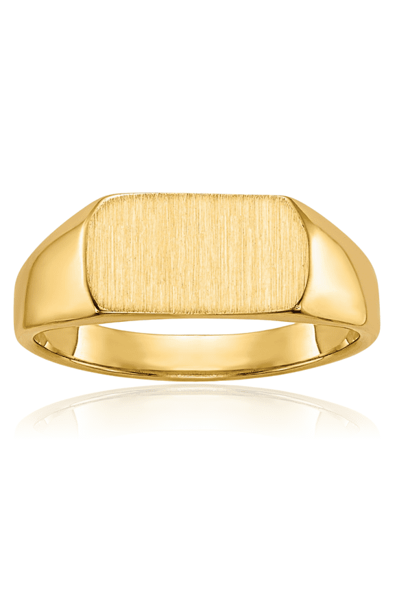 14K Solid Yellow Gold Custom Engraved Signet Ring Handmade Personalized Monogram Initial Letter Band