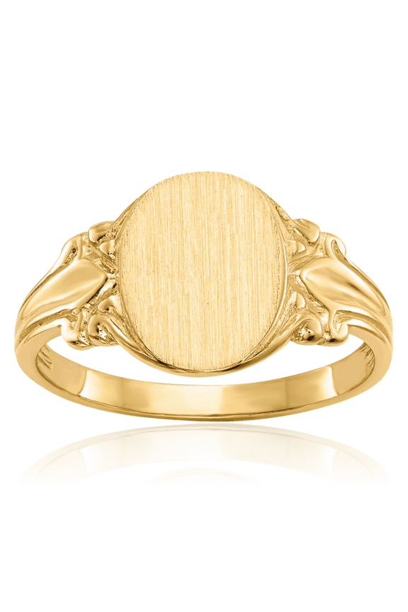 14K Solid Yellow Gold Custom Engraved Signet Ring Handmade Personalized Monogram Initial Letter Band