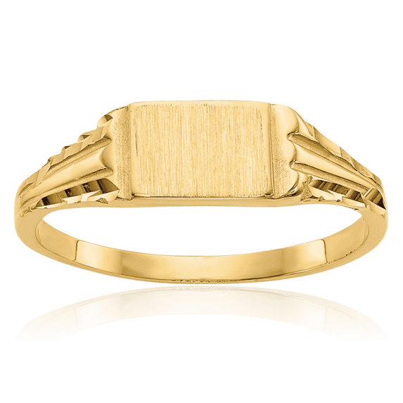 14K Solid Yellow Gold Custom Engraved Signet Ring Handmade Personalized Monogram Initial Letter Band