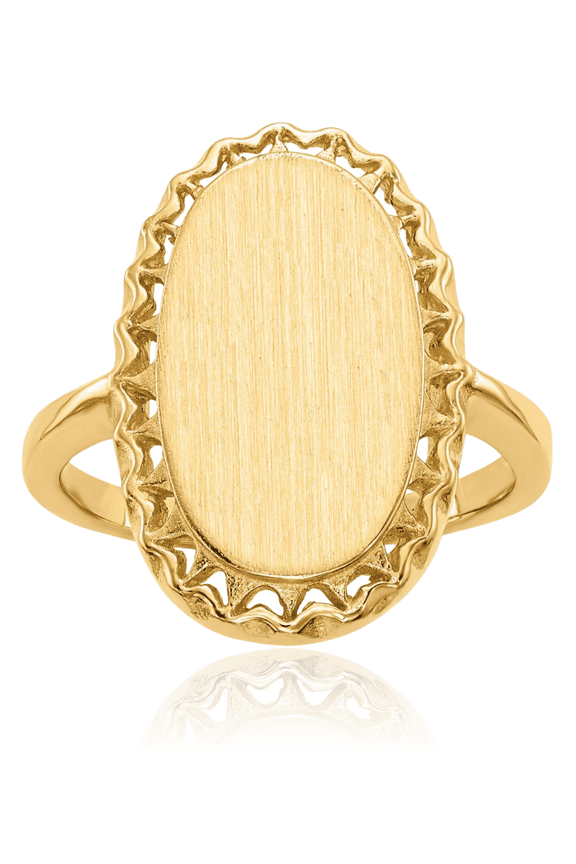 14K Solid Yellow Gold Custom Engraved Signet Ring Handmade Personalized Monogram Initial Letter Band