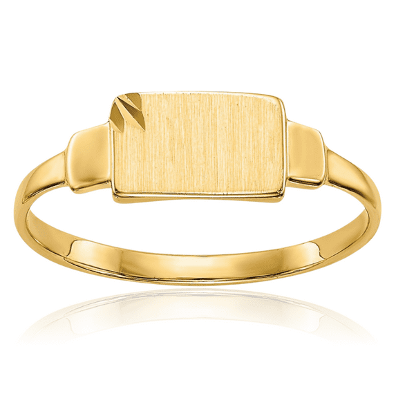 14K Solid Yellow Gold Custom Engraved Signet Ring Handmade Personalized Monogram Initial Letter Band