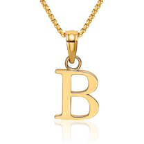 14K Solid Yellow Gold Dainty Letter B Initial Name Monogram Necklace Chain Pendant Charm