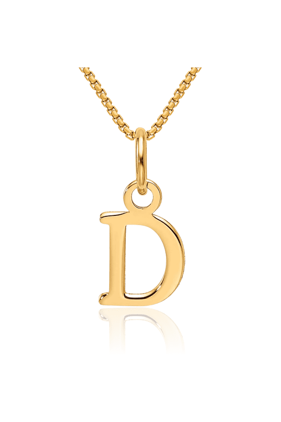 14K Solid Yellow Gold Dainty Letter D Initial Name Monogram Necklace Chain Pendant Charm