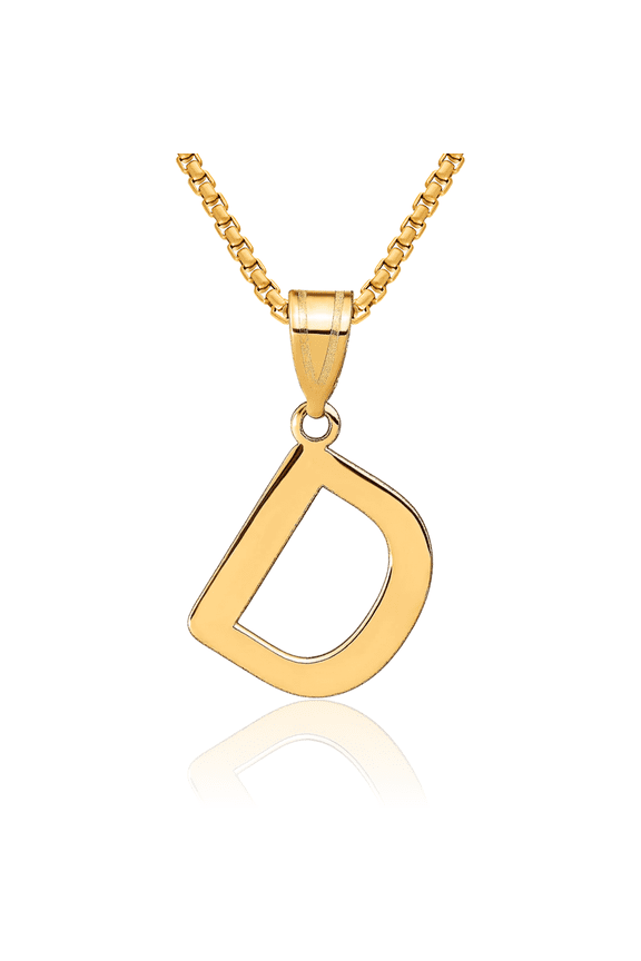 14K Solid Yellow Gold Dainty Letter D Initial Name Monogram Necklace Chain Pendant Charm