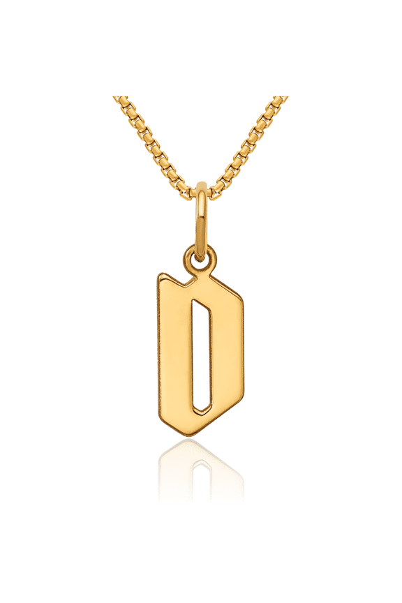 14K Solid Yellow Gold Dainty Letter D Initial Name Monogram Necklace Chain Pendant Charm