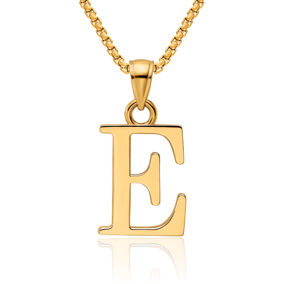 14K Solid Yellow Gold Dainty Letter E Initial Name Monogram Necklace ...