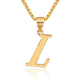 thumbnail image 1 of 14K Solid Yellow Gold Dainty Letter L Initial Name Monogram Necklace Chain Pendant Charm with chain 20inch, 1 of 8