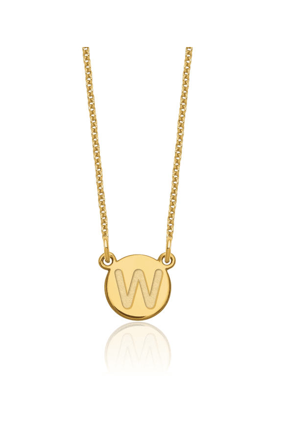 14K Solid Yellow Gold Dainty Letter W Initial Name Monogram Chain Necklace
