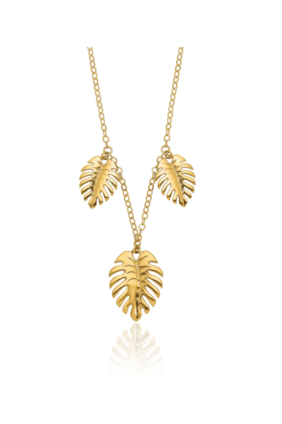 14K Solid Yellow Gold Dangling Palm Chain Necklace