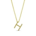 thumbnail image 1 of 14K Solid Yellow Gold Diamond 'H' Initial Letter Pendant Necklace, 1 of 3