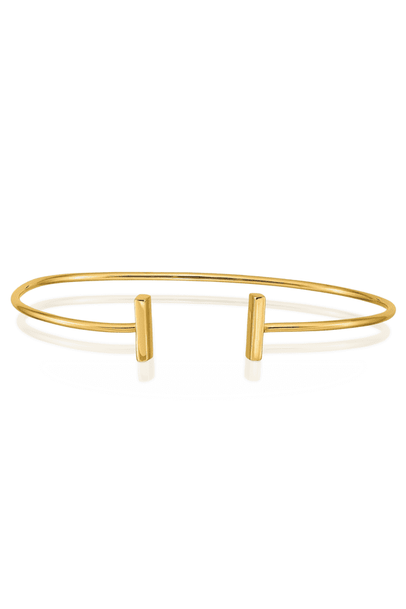 14K Solid Yellow Gold Flexible Bar Bangle Bracelet