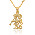 thumbnail image 1 of 14K Solid Yellow Gold Gemini Zodiac Necklace Twins Horoscope Pendant May June Birthday Charm Astrology Jewelry, 1 of 10