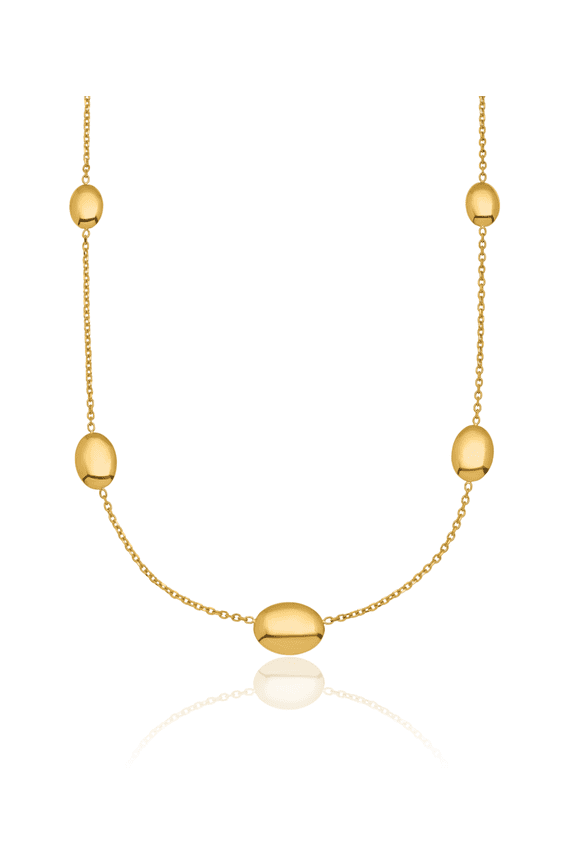 14K Solid Yellow Gold Graduated Ovals Station Necklace Chain