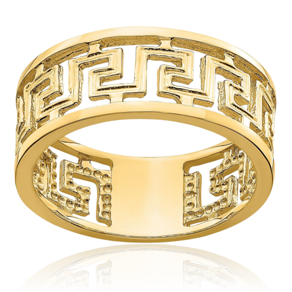 14K Solid Yellow Gold Greek Key Ring
