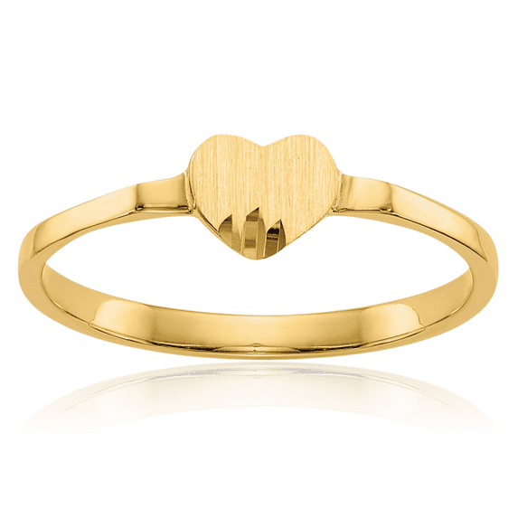 14K Solid Yellow Gold Heart Custom Engraved Signet Ring Handmade Personalized Monogram Initial Letter Band