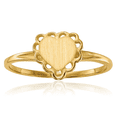 thumbnail image 1 of 14K Solid Yellow Gold Heart Custom Engraved Signet Ring Handmade Personalized Monogram Initial Letter Band, 1 of 9