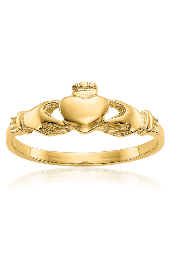 14K Solid Yellow Gold Heart Irish Claddagh Celtic Ring Jewelry