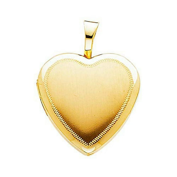 14K Solid Yellow Gold Heart Shaped Locket Pendant Valentines Day Gifts For Her (Yellow Heart Locket)