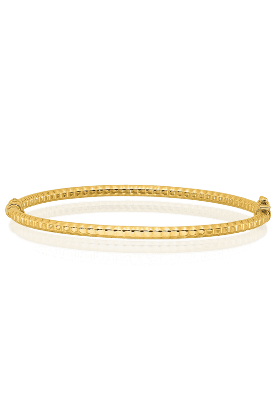 14K Solid Yellow Gold Hinged Bangle Bracelet